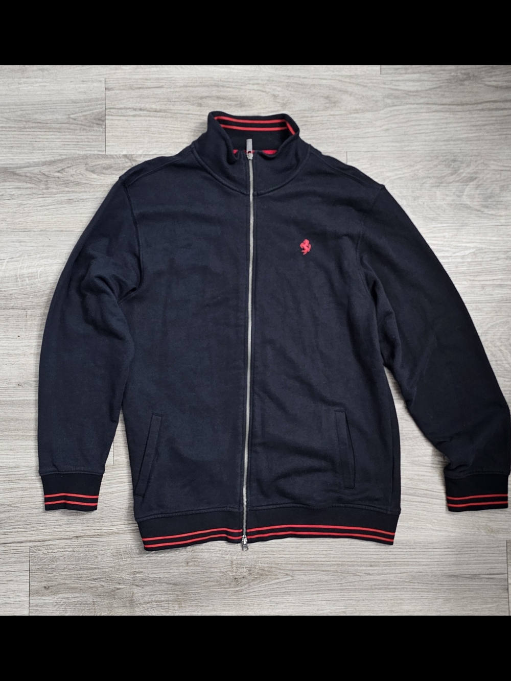 Ferrari Official Full Zip Track Jacket EU XXXL / US XXL Navy Red Stripe